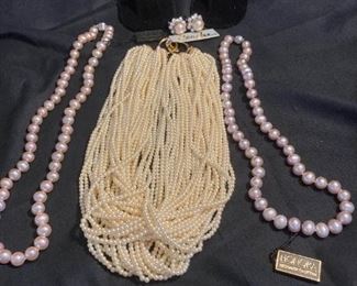 Cultured Pearl Necklaces, Two Rings, and More