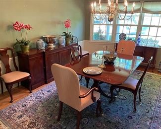 Baker Table, Sideboard,  Chairs, Antique Double Happiness Jars, Antique Rose Medallion, 12 x 9 rug, and more...