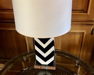 Navy Blue and White  Lamp