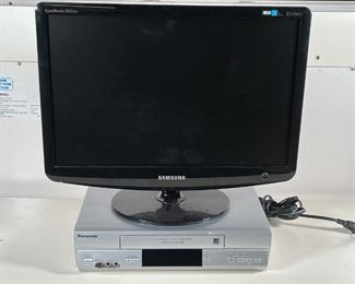 (2pc) TV & VHS PLAYER | Including a Samsung 20 inch flatscreen TV and a Panasonic VHS player [untested] 