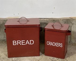 (2pc) KITCHEN TINS | Including a "bread" box and a "cracker" box (bread h. 12 x w. 13 x d. 10 in.) 