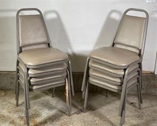 (8pc) CONFERENCE CHAIRS | FDL Model 107 stacking conference chairs with upholstered cushioned seats and backrests, made in the USA, appearing to be in very good condition; h. 33 x w. 18 x d. 24 in. (each) 