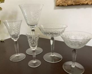 Crystal stemware - 6 of each type of glass ~ $20 per set  