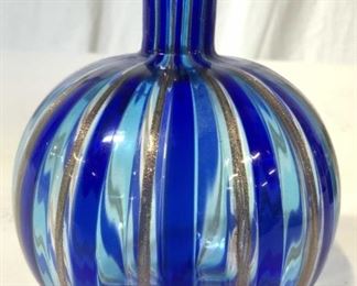 Striped Art Glass Vessel Vase Perfume Bottle
