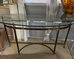 BRASS/GLASS ENTRY TABLE