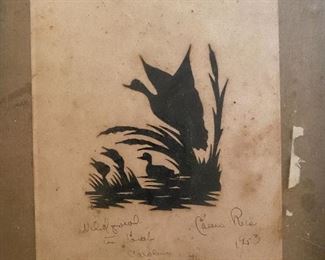 Carew Rice signed silhouette Wildfowl In South Carolina Lowcountry