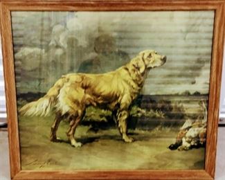Wonderful Dog painting. Includes frame and glass over the painting. Circa 1940