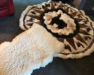 Llama and sheep skin rugs from South America