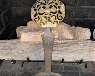 Pair of vintage andirons-brass and iron