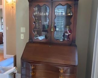 Antique reproduction secretary desk with cabinet