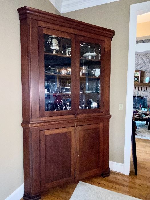 antique walnut corner cabinet circa 1800's