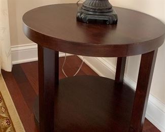 Round, wood side table
