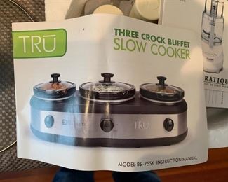 Tru three crock buffet slow cooker
