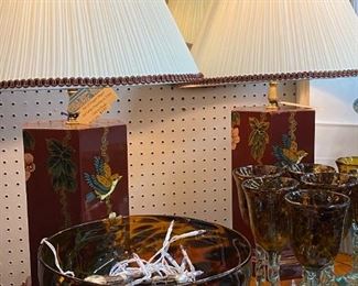 Pair of Asian Style Octagon Table Lamps - $100