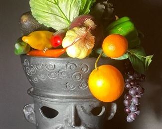Mid Century Modern Tiki Head w/Fruit & Vegetables - $150