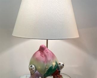 Chinese Peach & Children Table Lamp - $350