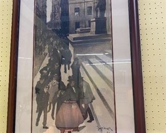 "Wall Street When the Bankers Shut Up Shop for the Day," an illustration from Harper's Weekly, 1897. Signed Print. T Dart Walker - $95

