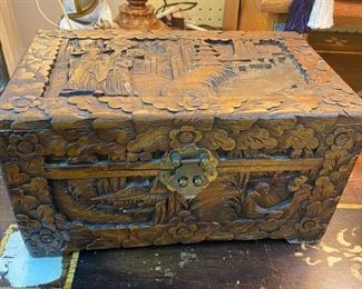 Hand Carved Vintage Camphor Wood Box - $50