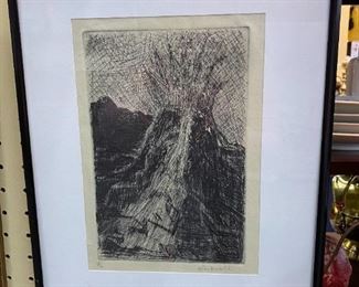 Vesuvius Erupting - Ltd Ed. Engraving 4/6 - Modernist Abstraction - Signed Sockwell 1971 - $150
