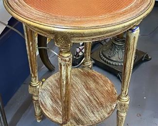 Vintage Leather Top Occasional Table - $125