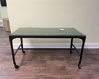 Industrial style iron base with glass top-heavy