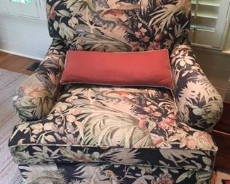 Pr. of comfy chairs with cool linen cotton fabric