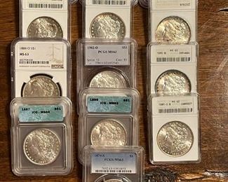 Graded Silver Morgan Dollars