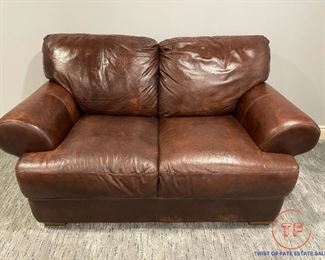 Brown Leather Loveseat