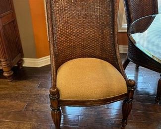 MARGE CARSON Pineapple Base Glass Topped Table with Rattan Chairs Set