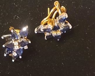 14K Diamond and Sapphire earrings 