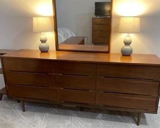 Mid-Century Bedroom Dresser and Mirrior.