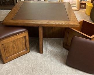 Casual Coffee Table with 4 Nesting Stools w/Storage.