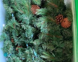 Christmas Holiday Decor including Garland and Tree.