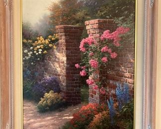 Thomas Kinkade "The Rose Garden" set of 3.