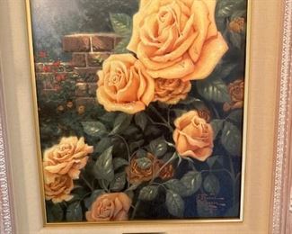 Thomas Kinkade "The Rose Garden" set of 3.