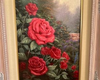 Thomas Kinkade "The Rose Garden" set of 3.