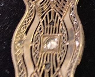 18K White Gold, Blue Sapphire & Diamond Filigree Pendant.