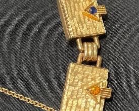 14K Yellow Gold, Diamond, Emerald, Amethyst, Ruby, Blue Sapphire & Citrine Locket Bracelet with Safety Chain. Hidden Clasp on Seven Lockets.