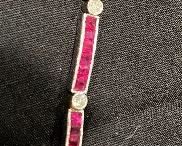 Lady's Platinum, Diamond & Ruby Straight Line Link Bracelet.