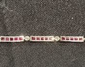 Lady's Platinum, Diamond & Ruby Straight Line Link Bracelet.