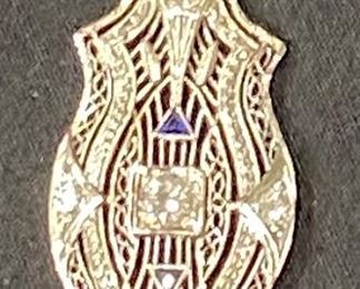 18K White Gold, Blue Sapphire & Diamond Filigree Pendant.