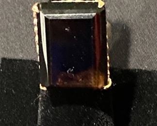 14K Yellow Gold & Smoky Quartz Ring.