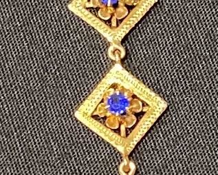 Lady's 10K Yellow Gold & blue Garnet & Glass Doublets.