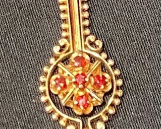 Lady's 14K Yellow Gold, 18K Yellow Gold & Pyrope Garnet Pendant.