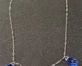 Link Chain with Blue Sapphire Cut Glass.