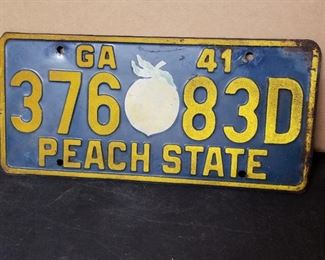 Georgia 1941 Car License Plate