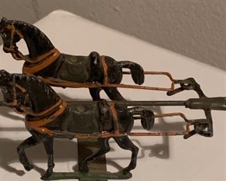 Cast Iron Carriage Horses Fully Dressed 