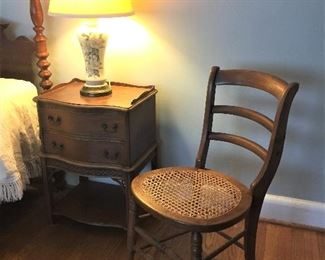 Nightstand and Side Chair with Cane Seat