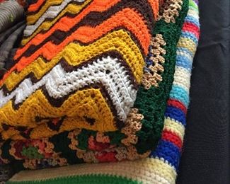 Vintage Handmade Crochet Afghan Throw