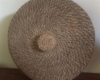 Vintage woven grass Basket with Lid